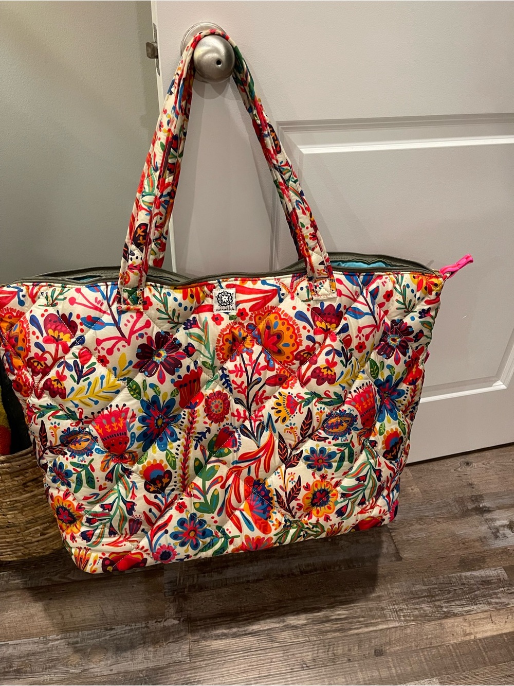 LARGE Natural Life Multicolor Floral Quilted Tote